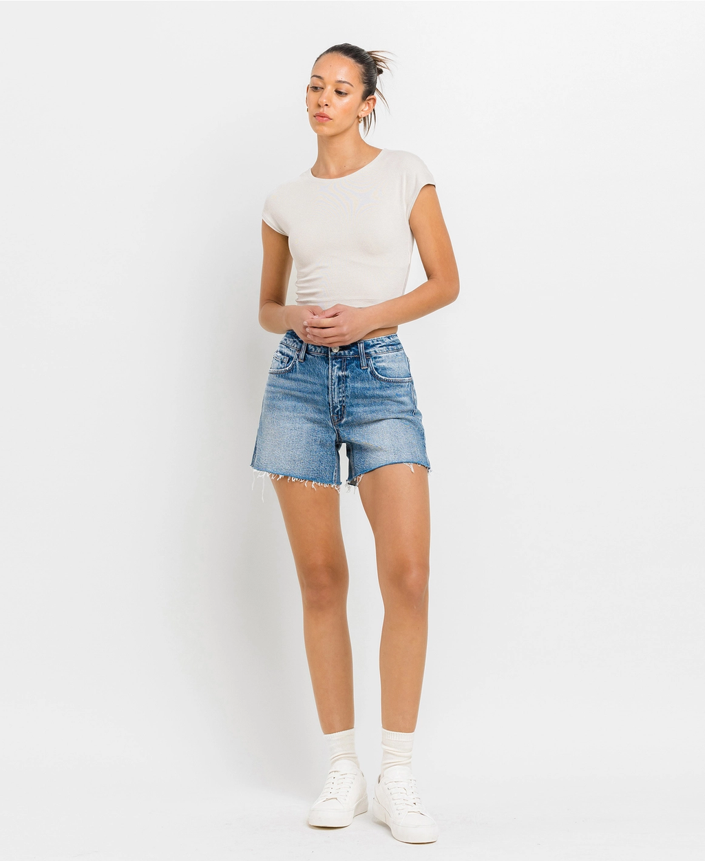 High Rise Waist Clean Cut A Line Shorts | INNER CIRCLE