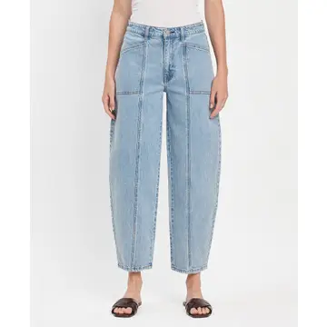 Super High Rise Panel Detail Barrel Jeans - DEXTEROUSLY