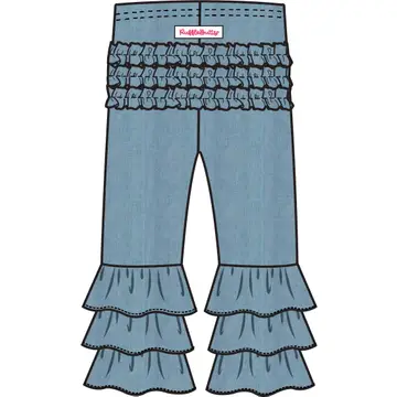 Girls & Toddler Light Wash Denim Ruffle Flare Pants