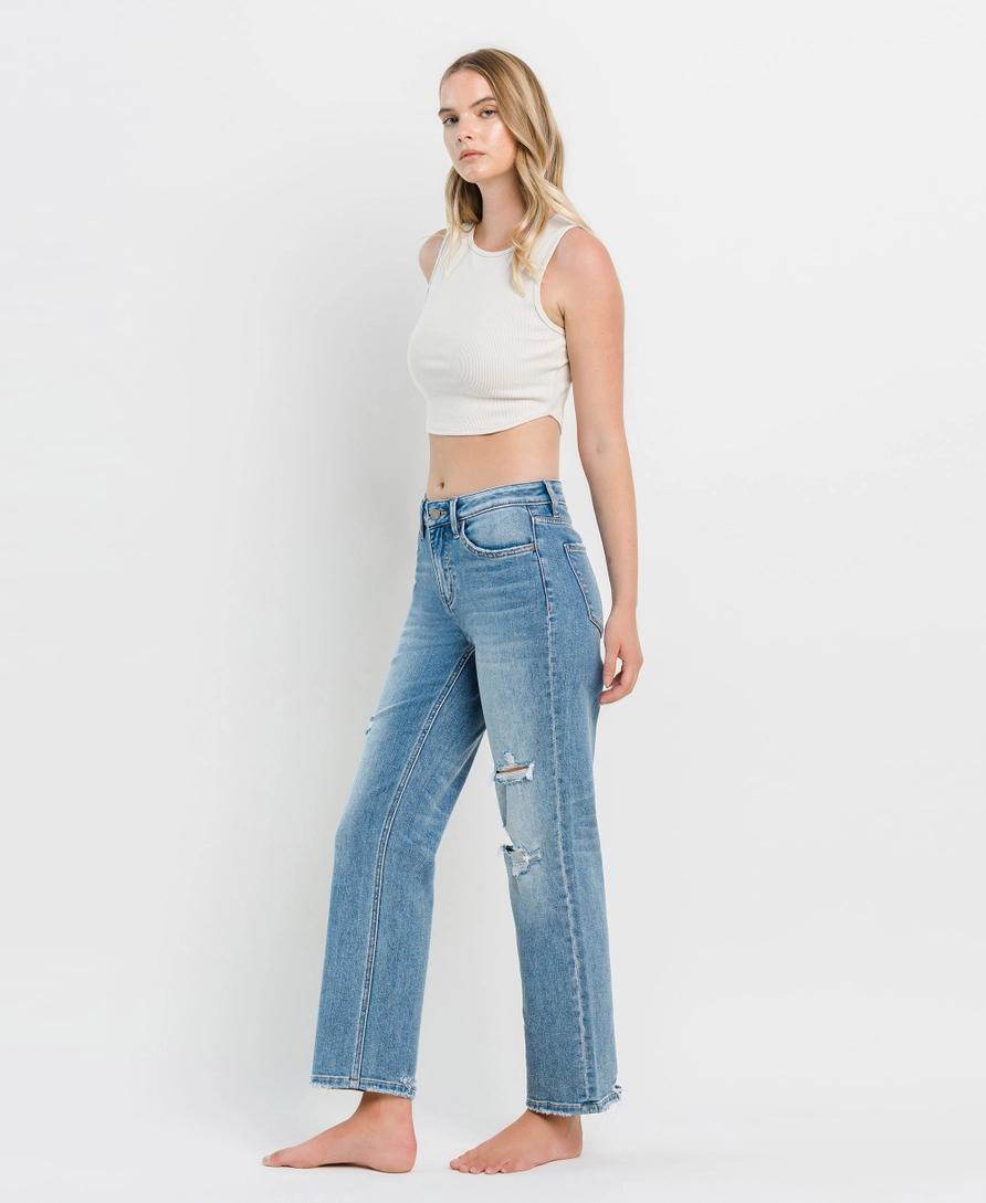High Rise Distressed Slim Wide Jeans | Joysome