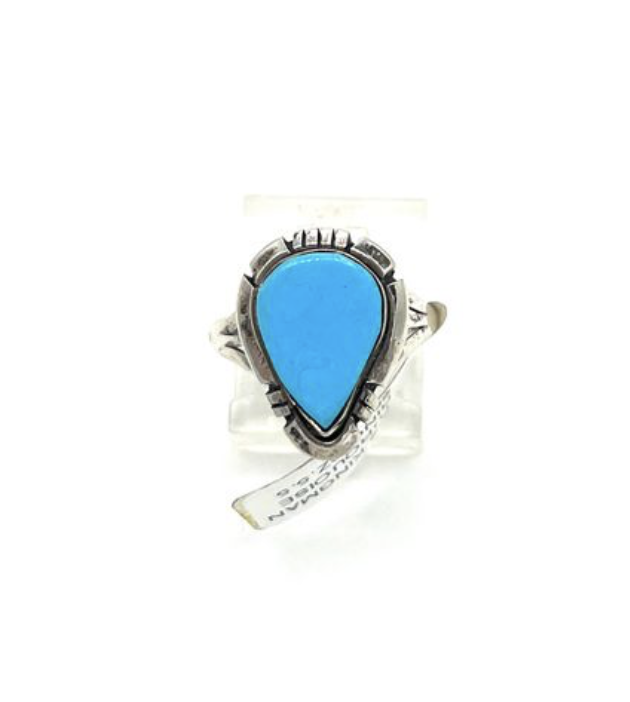Navajo Handmade Kingman Turquoise Ring - Calvin Spencer