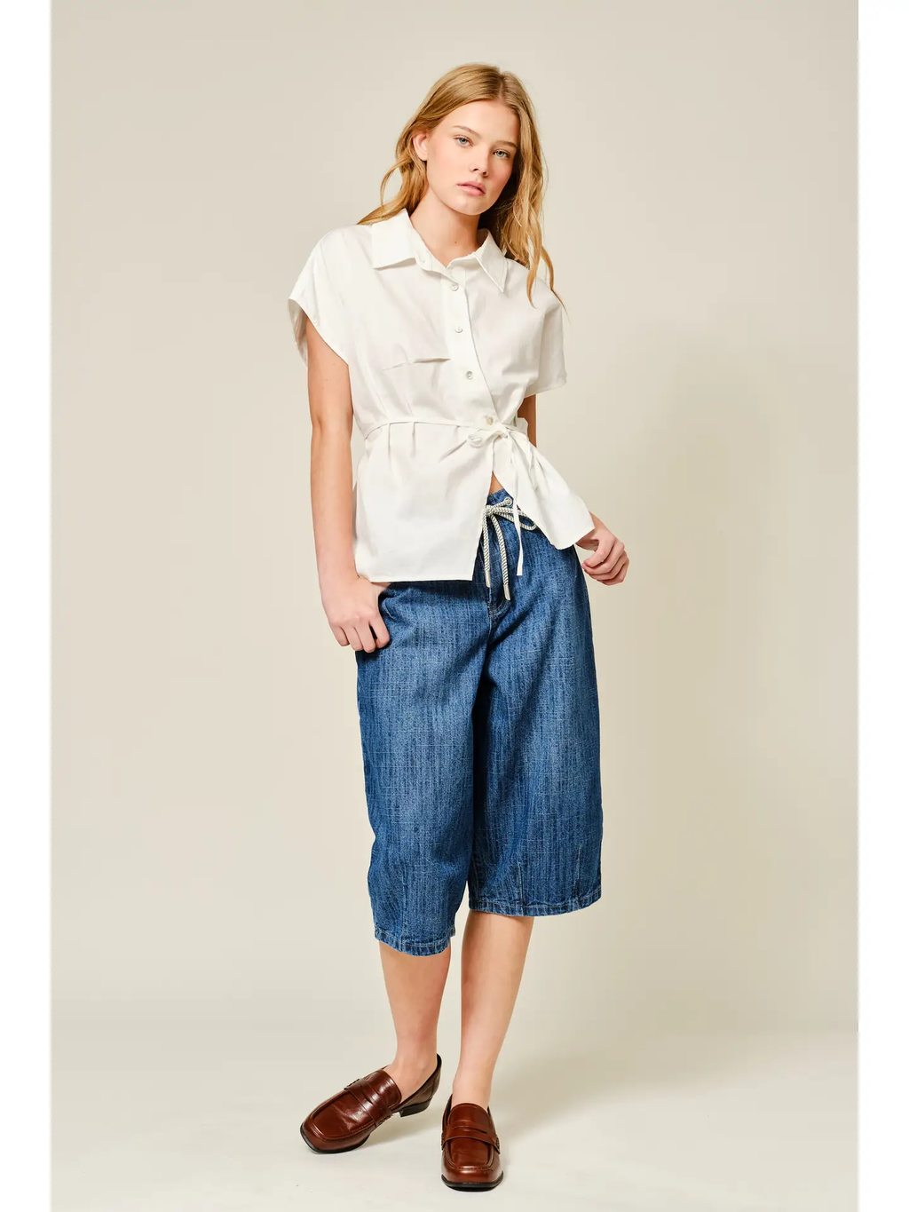 Belted Detail Cotton Shirts