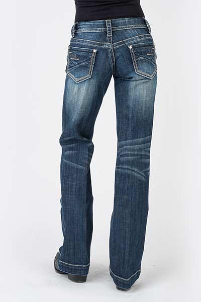 WOMENS JEAN 214 FIT TROUSER STYLE PIECED BACK PKT W/DECO STITCH EMB 11-054-0214-0320 BU