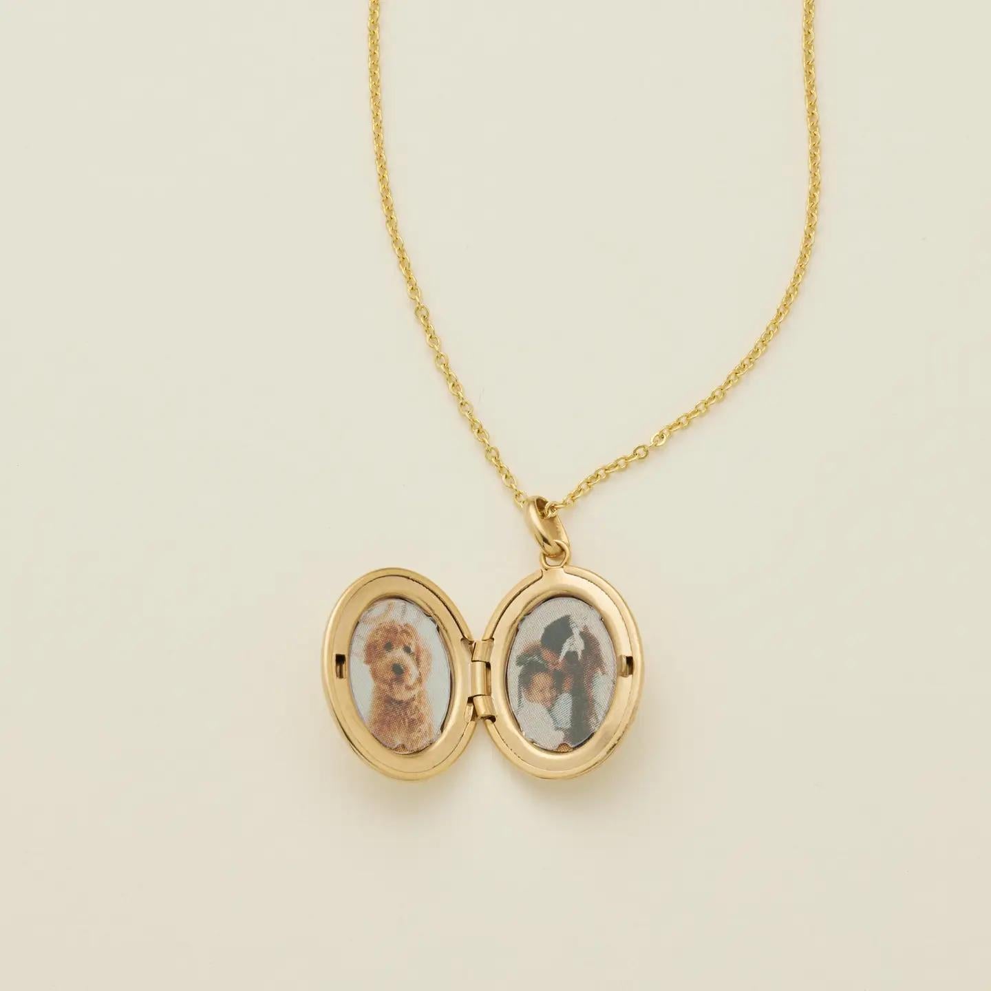 Made By Mary Mini Oval Locket Necklace - Gold