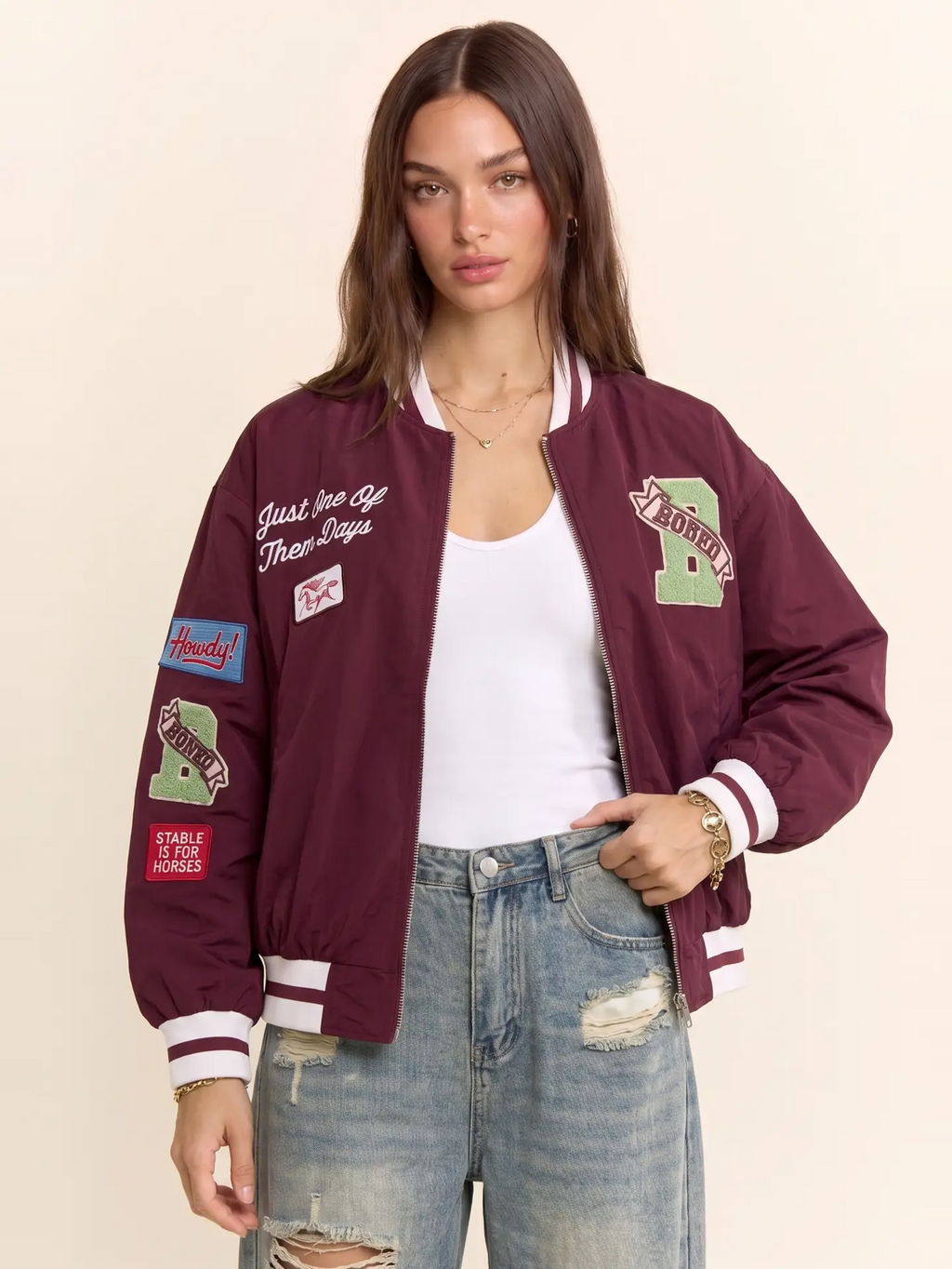 Western Varsity Patch Bomber Jacket