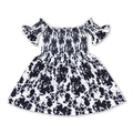 Black Cow Print Short Sleeves Girls Summer Dress
