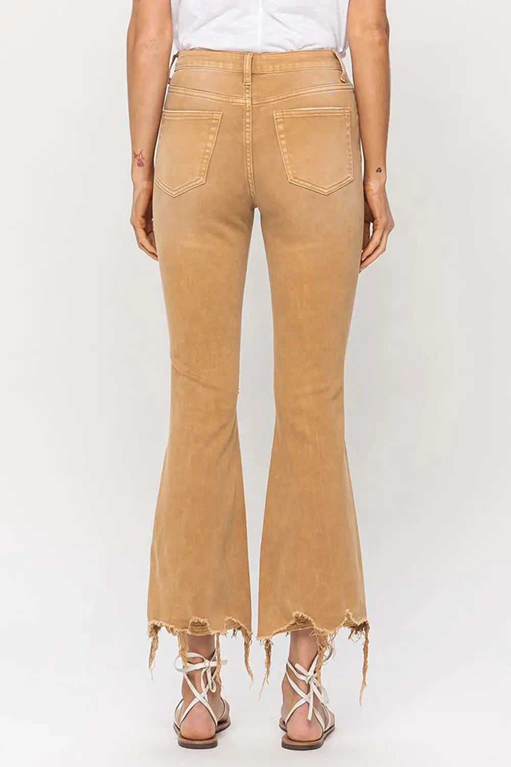 VINTAGE HIGH RISE CROP FLARE - ARMY KHAKI