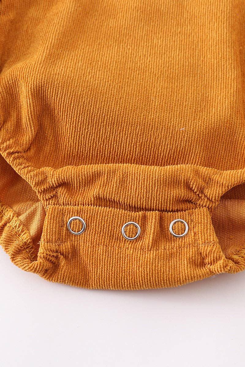 BABY GIRL HONEY VELVET RUFFLE ROMPER
