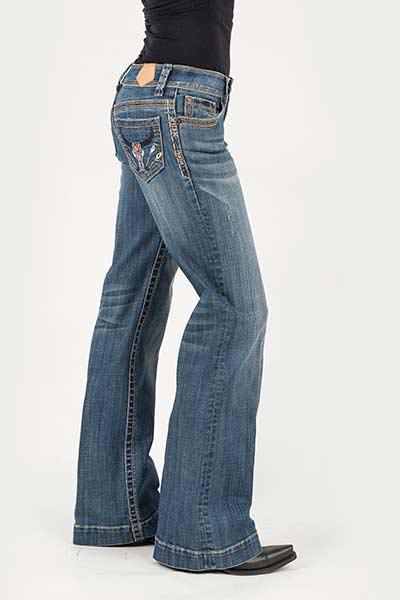 WOMENS JEAN ELLA TROUSER FIT STEER HEAD EMB DECO BACK POCKET OWS 10-054-0460-0011 BU