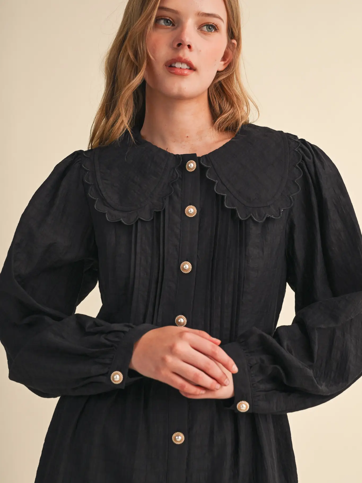 Doll Collar Button Down Mini Dress
