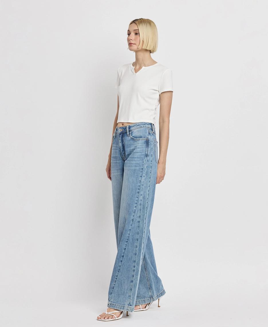 High Rise Seam Detail Wide Leg Jeans | Fulfillment