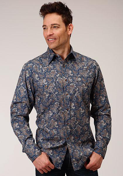 MENS L/S SHIRT   PERFORMANCE Y/D ALLOVER PRINT -SNAP  1263 RIVER PAISLEY PRINT