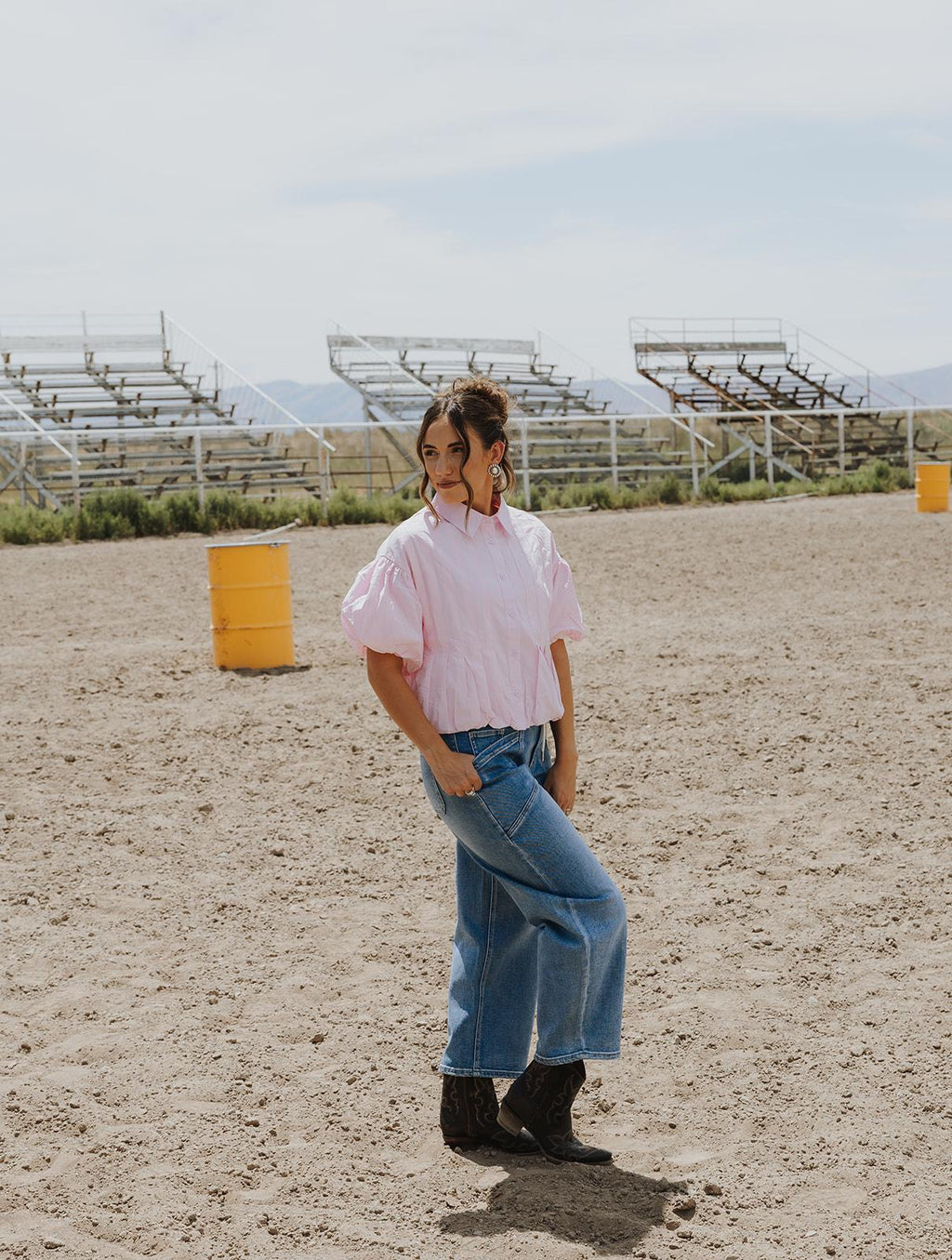 High Rise Elastic Waistband Wide Barrel Jeans - UPSTANDING