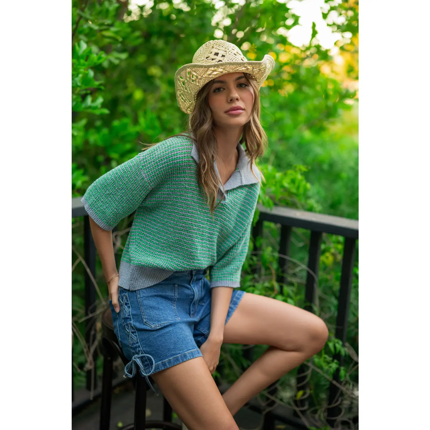 Lace Up On the Side Denim Shorts