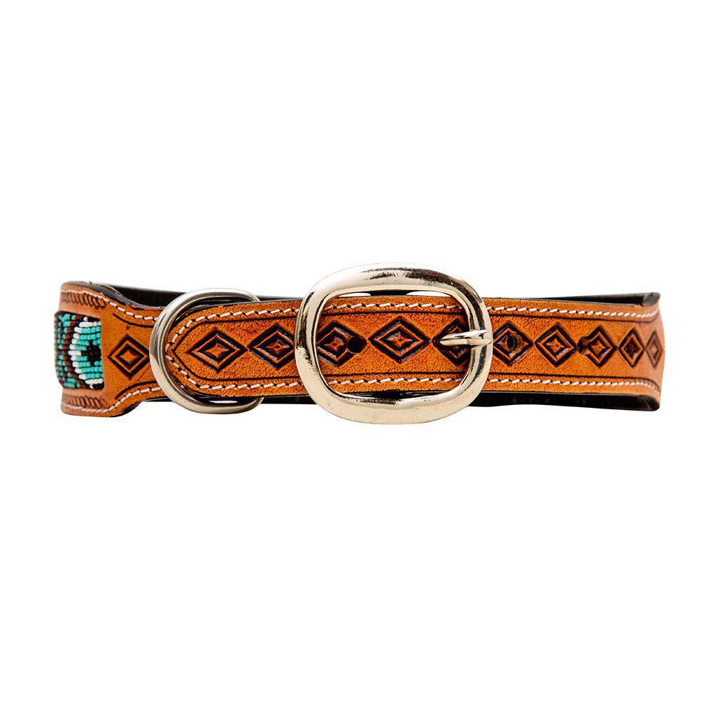 Whizter Hand-Tooled Beaded Dog Collar S-6886