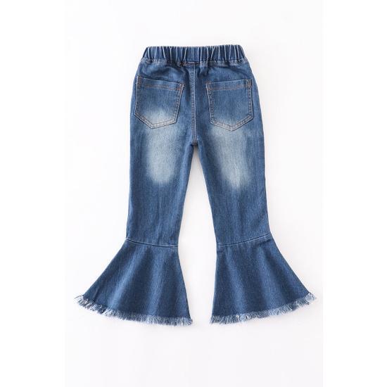 DARK BLUE STONE WASH BELL BOTTOM JEANS