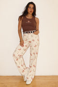 COWGIRL PRINT STRAIGHT-LEG PANTS - ECRU