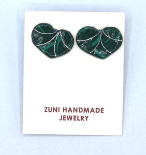 Zuni Handmade Malachite Earrings-Karen Lalio