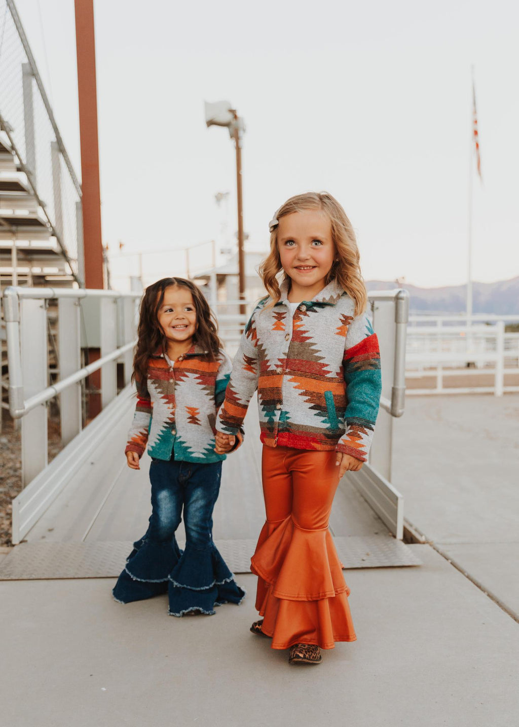 KIDS AZTEC PRINTED SHACKET - BLUE, RUST, RED