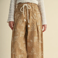 Bandana Print Pleated Barrel Pants - SAND