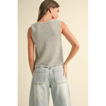 Hook & Eye Closer Vest Cardigan - Salt/Pepper