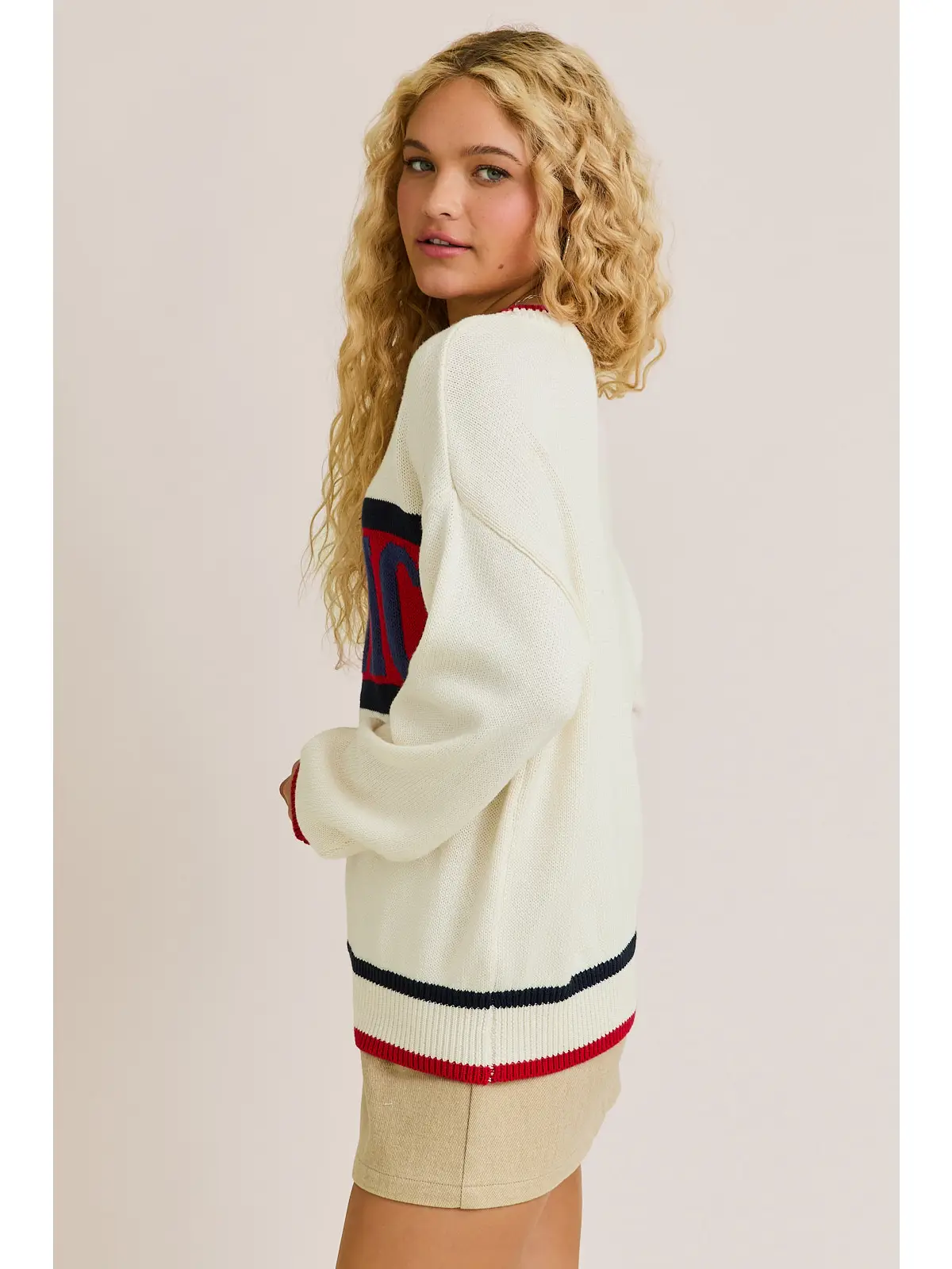 "America" Graphic Long Sleeve Crew Neck Sweater