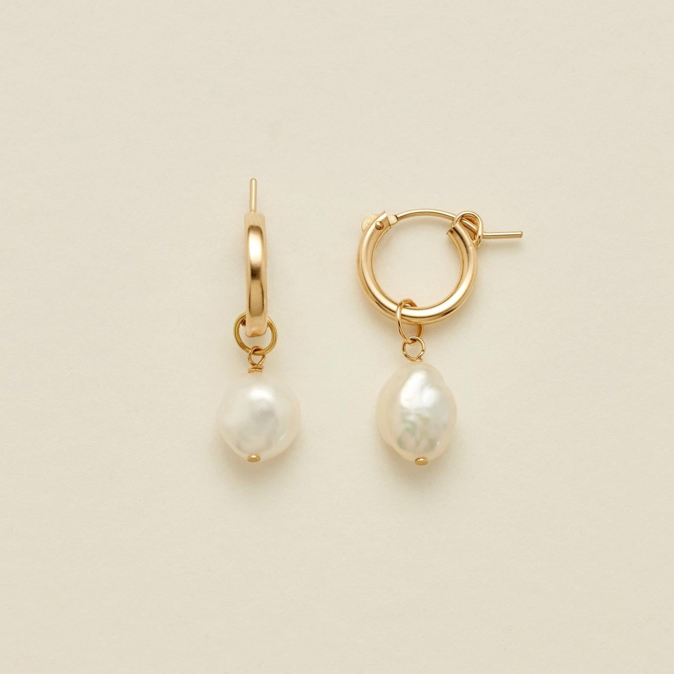 Made By Mary Drop Pearl Hoop Earrings