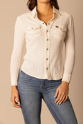 Kimes Women's ISABEL POINTELLE Button Up - Pristine