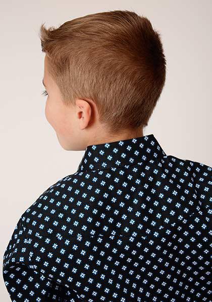 BOYS L/S SHIRT   AMARILLO SNAP ALLOVER PRINT  1381 NEW STAR FOULAR
