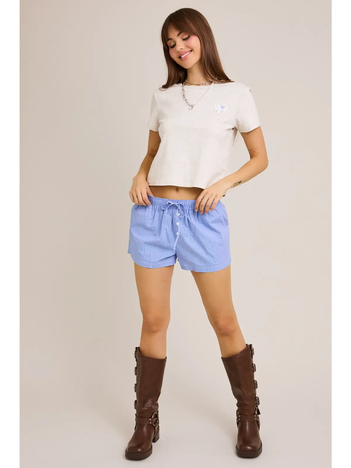 "Patchwork Cowboy Boots" Short Sleeve Round Neck Baby Tee