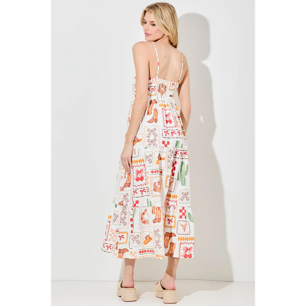 Western Print Maxi Dress