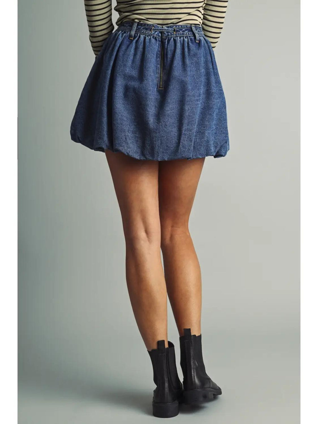 Indigo Denim Ballon Mini Skirt