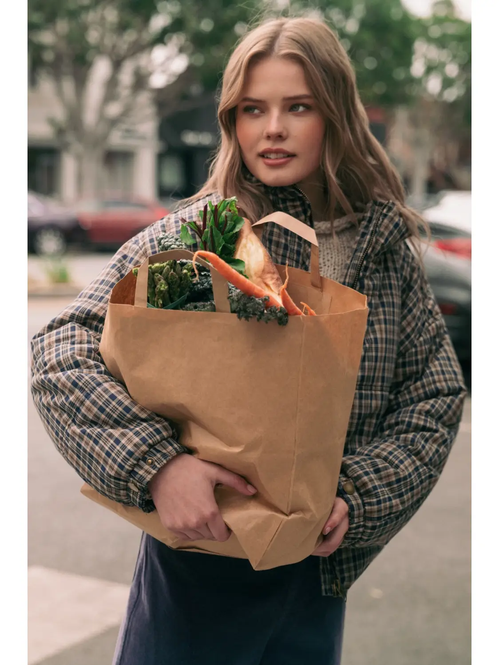 Plaid High-Neck Cropped Puffer Jacket