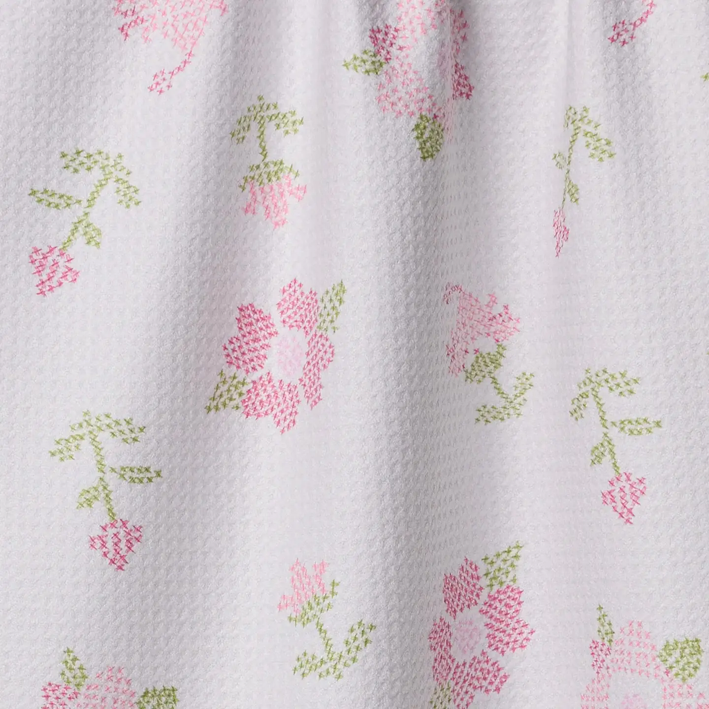 Cross Stitch Floral Tea Towel