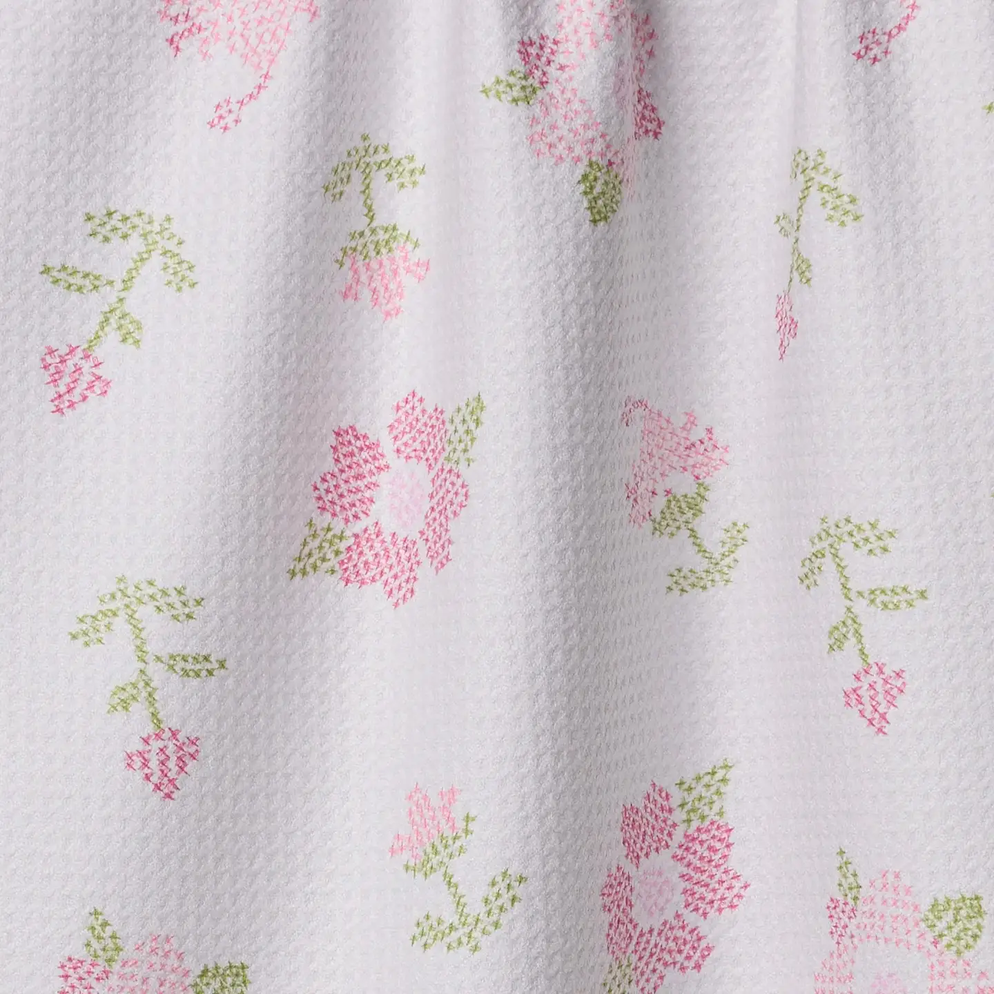 Cross Stitch Floral Tea Towel