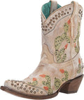 LD SADDLE NOPAL EMBROIDERY & STUDS ANKLE BOOT C3498