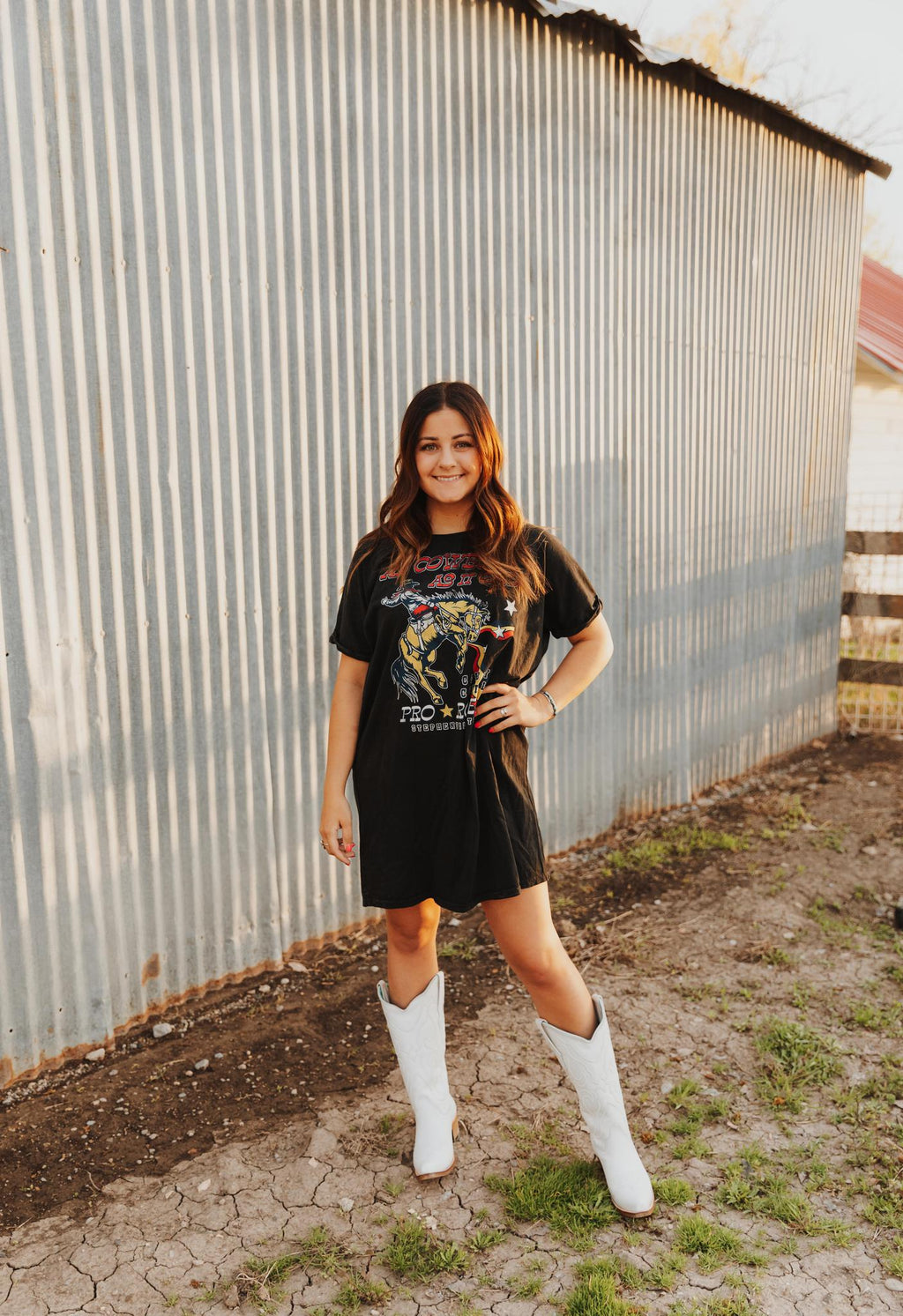 AS COWBOY AS IT GETS PRO RODEO GRAPHIC DRESS - MINERAL WASH BLACK