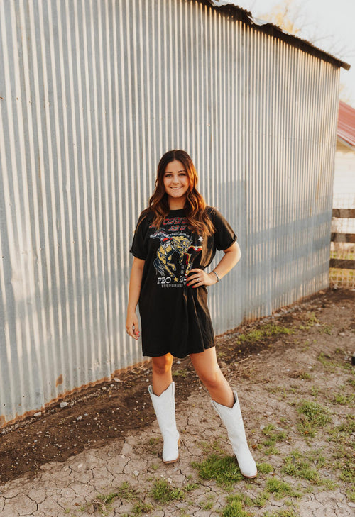 AS COWBOY AS IT GETS PRO RODEO GRAPHIC DRESS - MINERAL WASH BLACK