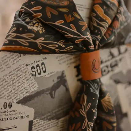 Western Harvest in Deep Juniper Silk Wild Rag Scarf