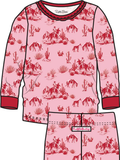 Softsnooze™ Girls Modal Blend Pink Western Trail Toile Ruffle Long Sleeve Pajama Set