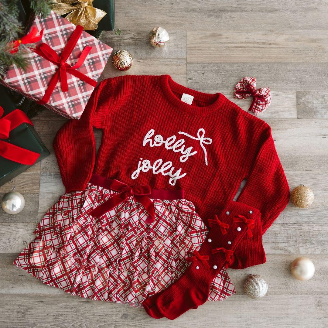 Christmas Plaid Bow Tiered Tutu