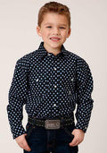 BOYS L/S SHIRT   AMARILLO SNAP ALLOVER PRINT  1381 NEW STAR FOULAR