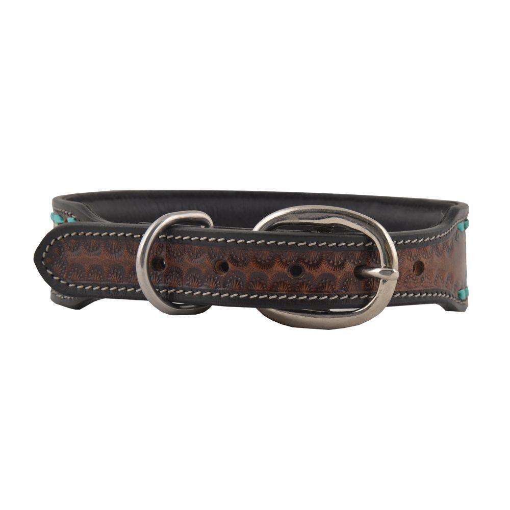 Scenic Hand-Tooled Leather Dog Collar S-5757
