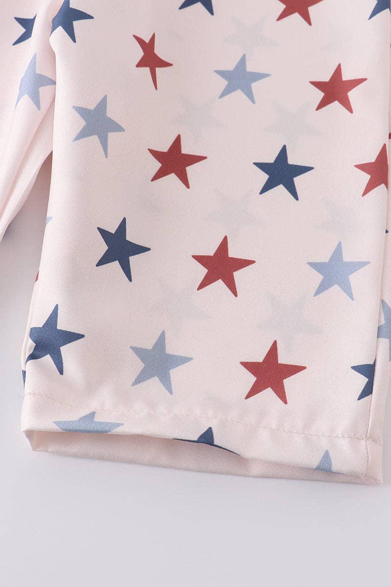 STAR PRINT SMOCKED GIRL JUMPSUIT