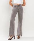 90's Vintage Super High Rise Hem Detail Flare Jeans - Smokey Olive