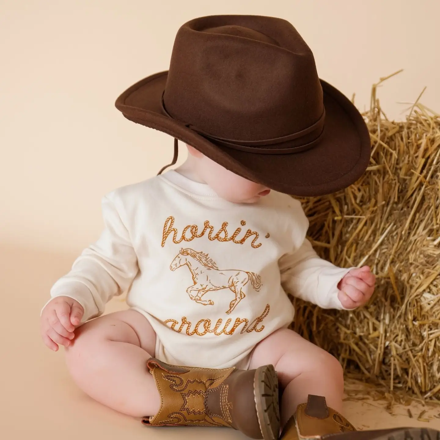 Horsin' Around Western Long Sleeve Romper - Boys Clothing