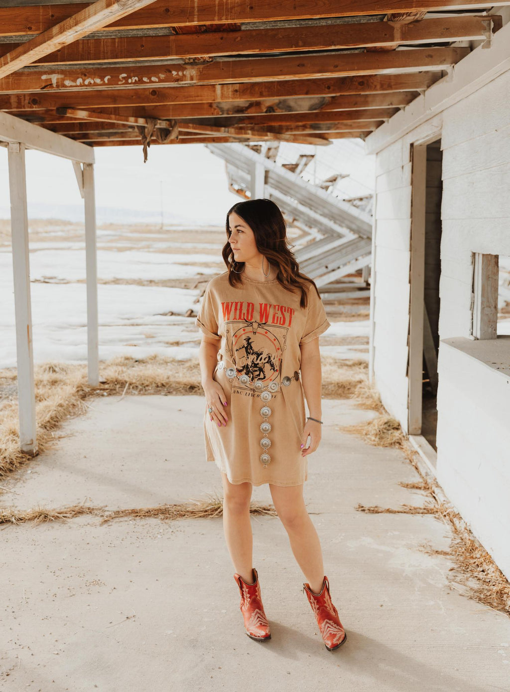 WILD WEST MINERAL TAUPE WASHED DRESS
