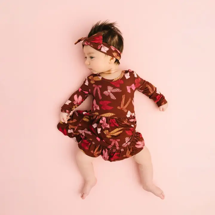 Darling Bows Long Sleeve Bodysuit Bamboo Dress