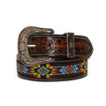 POLYCHROME HAND-TOOLED LEATHER BELT S-4065