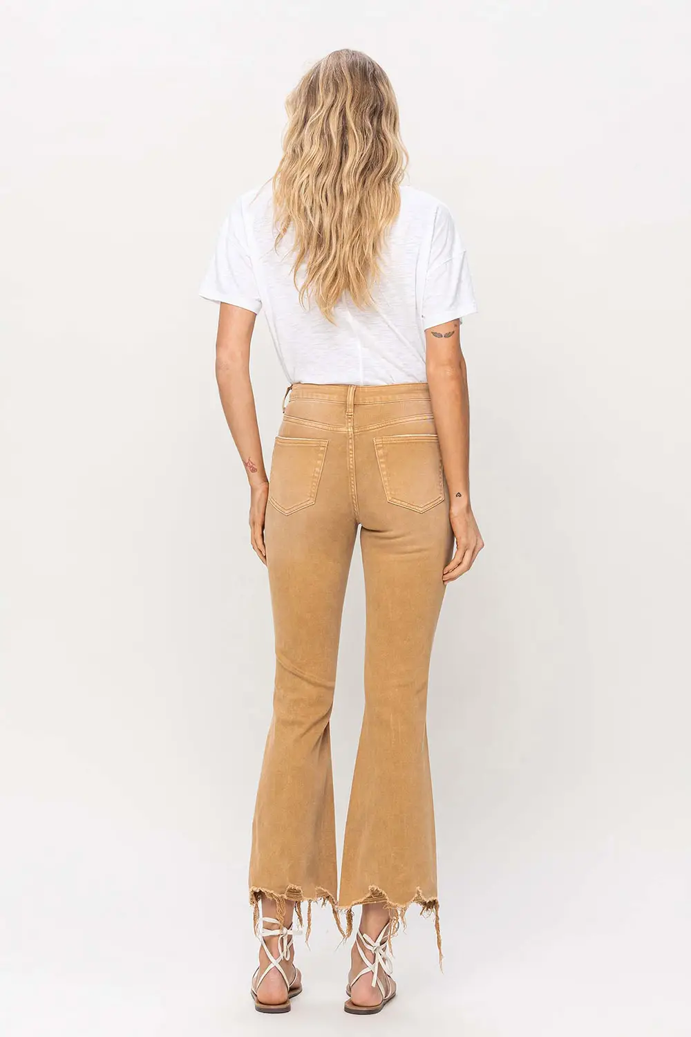 VINTAGE HIGH RISE CROP FLARE - ARMY KHAKI